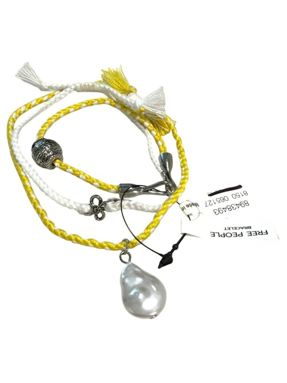Free People Yellow & White Braided Layered Bracelet